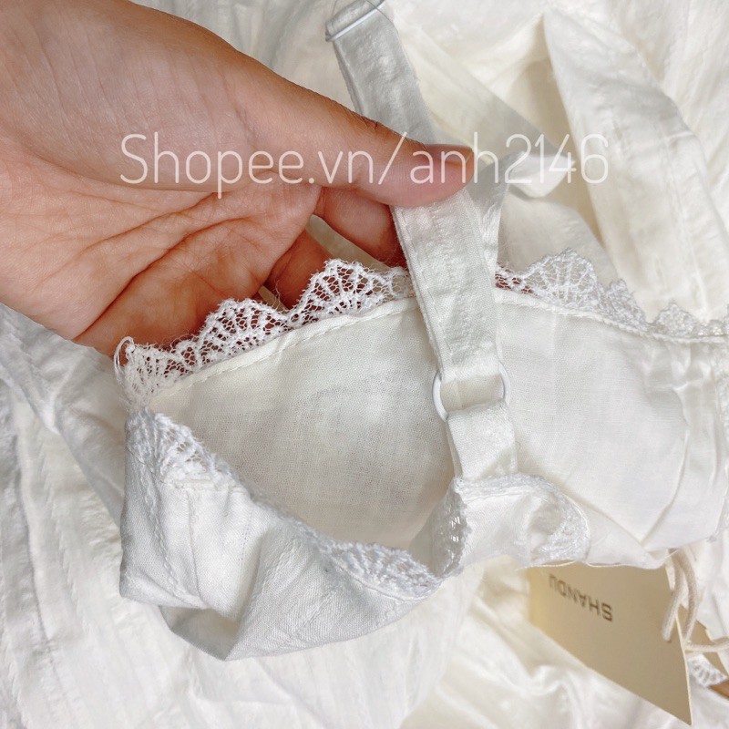 Váy Trắng Hai Dây Viền Ren Dáng Suông | BigBuy360 - bigbuy360.vn