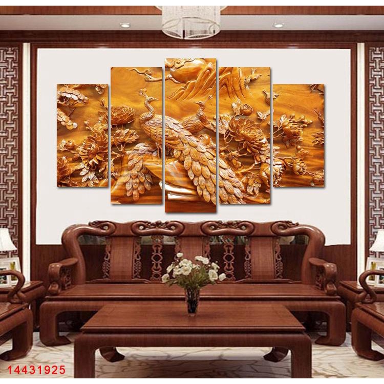 Khung Tranh Gỗ Treo Tường Phòng Khách Chim Công 3D Đẹp / Gỗ MDF cao cấp / Chống ẩm mốc - 14431925 | BigBuy360 - bigbuy360.vn