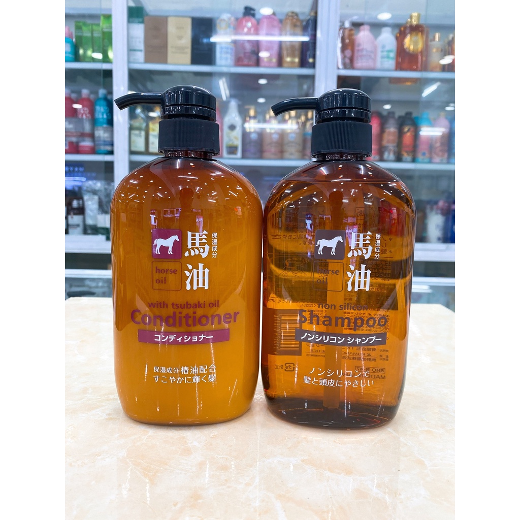 Dầu Gội - Dầu Xả Mỡ Ngựa Nhật Bản Horse Oil Moisture 600ml