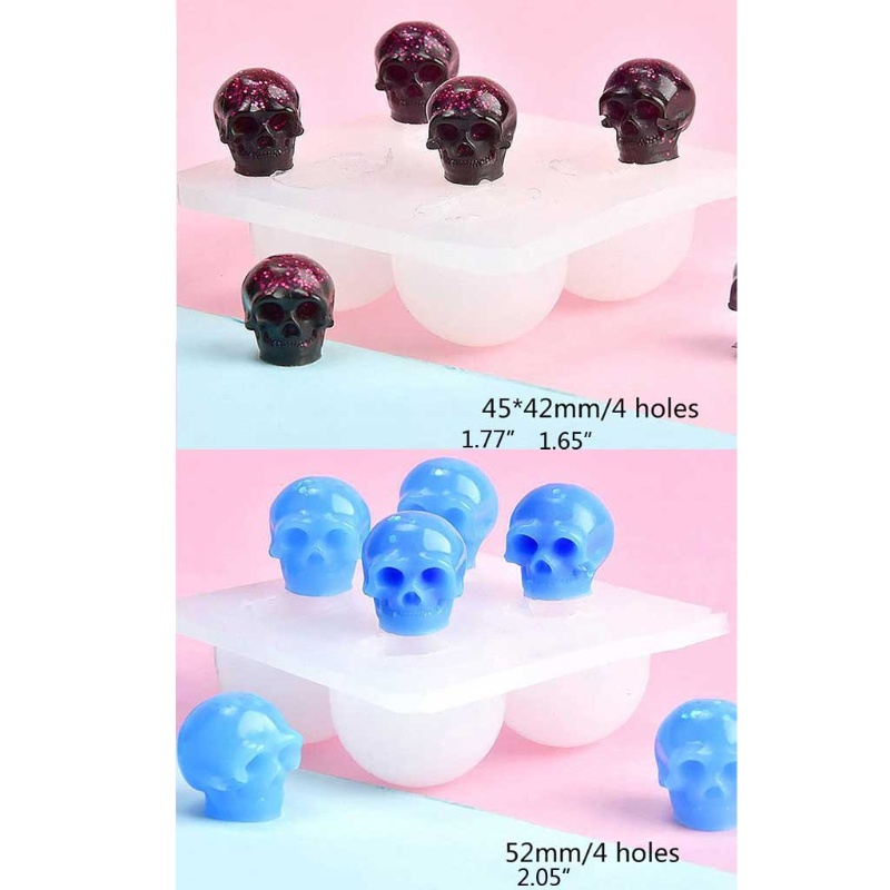Set 2 Khuôn Silicone Làm Mặt Vòng cổ Hình Đầu Lâu