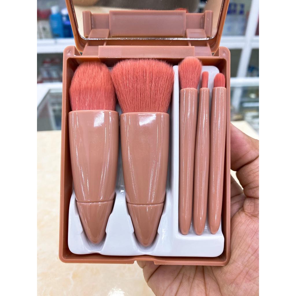 Set Bộ Cọ Trang Điểm Make Up Cá Nhân- Cọ Trang Điểm 5 Món Kèm Hộp Đựng Nội Địa Trung