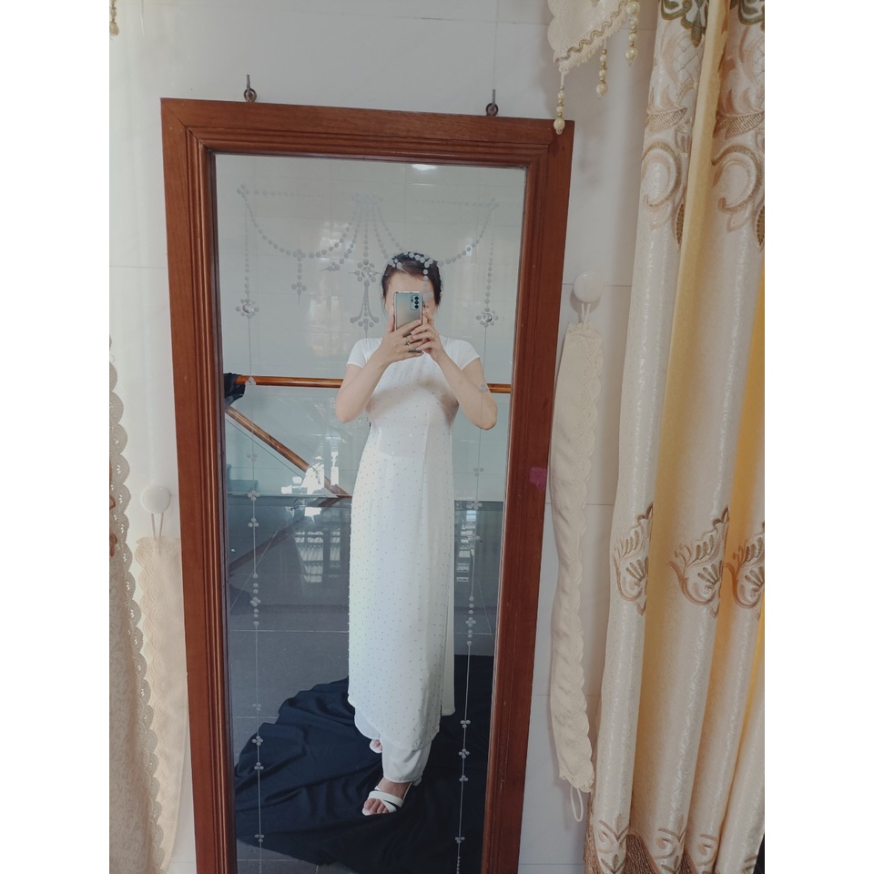 {lấy số đo khi đặt hàng} áo dài tết cách tân thủ công (tặng áo ngực mang áo dài)
