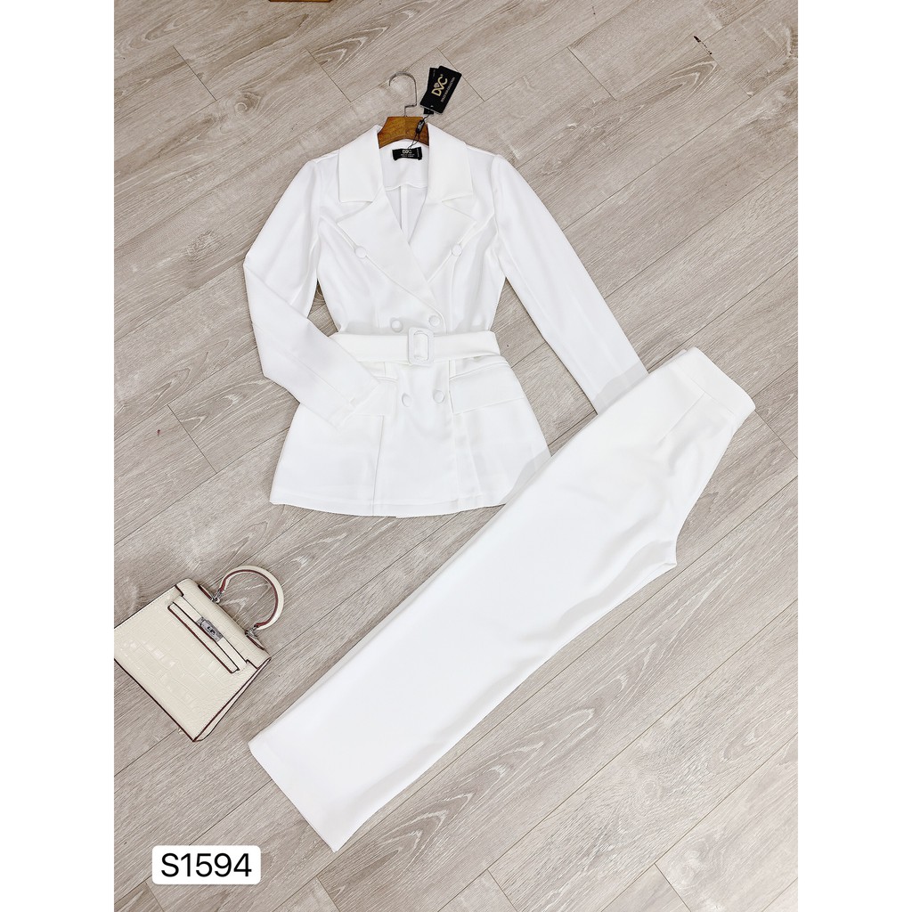 Set Vest trắng kèm đai S1594 - Đẹp Shop DVC - Kèm ảnh thật trải sàn do shop tự chụp | BigBuy360 - bigbuy360.vn