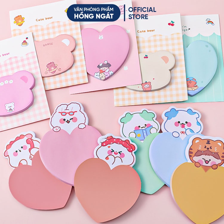 Giấy note hình trái tim, giấy note cute ghi chú dễ thương đẹp nhỏ gọn nhiều màu đồ dùng học tập văn phòng phẩm GN07