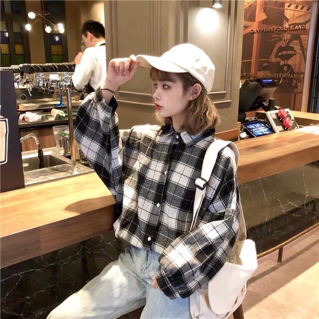 [Mã FAMAYWA giảm 10K đơn 50K] Áo Sơ Mi Nam Nữ Kẻ Tay Bồng 2 Nắp Túi Dáng Rộng Ullzang | BigBuy360 - bigbuy360.vn