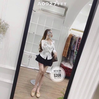 Set Bigsize Sơ mi phi xoắn eo + quần phồng nhấn li (60-90kg)