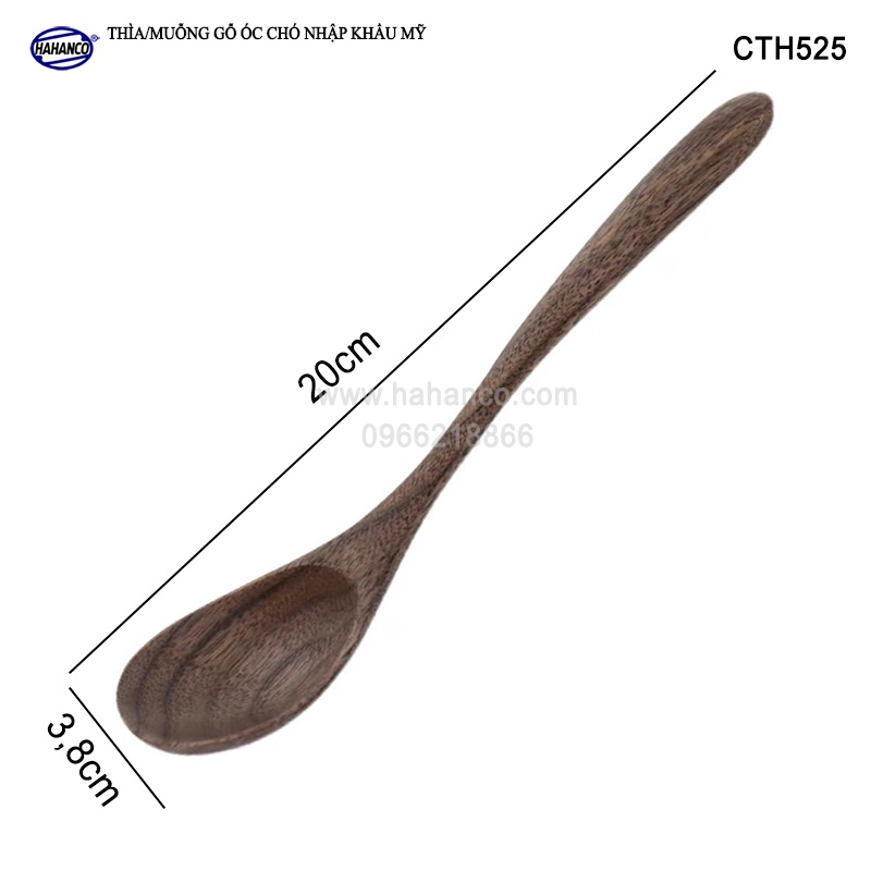 Muỗng/Thìa ăn cơm / súp gỗ Óc Chó (20cm) Decor trang trí, xúc gia vị, cafe - CTH525