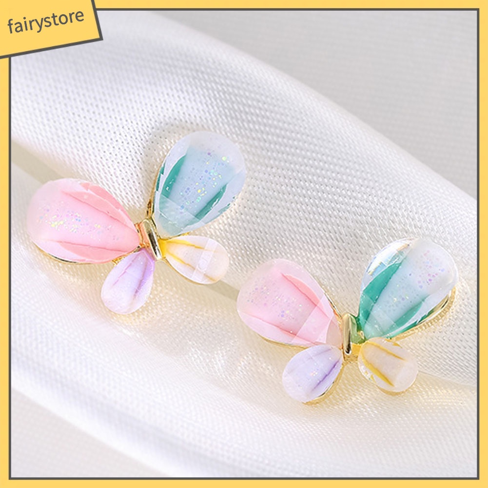 Khuyên Tai Hợp Kim Đính Đá Thiết Kế Màu Sắc Xinh Xắn