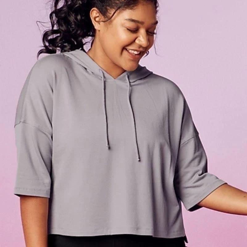 Áo Hoodie Thể Thao Nữ Dáng Croptop Tay Lỡ FABLETICS Hàng Xuất Xịn Cao Cấp Chất Thun Gân Mịn Đẹp Nặng Tay V6