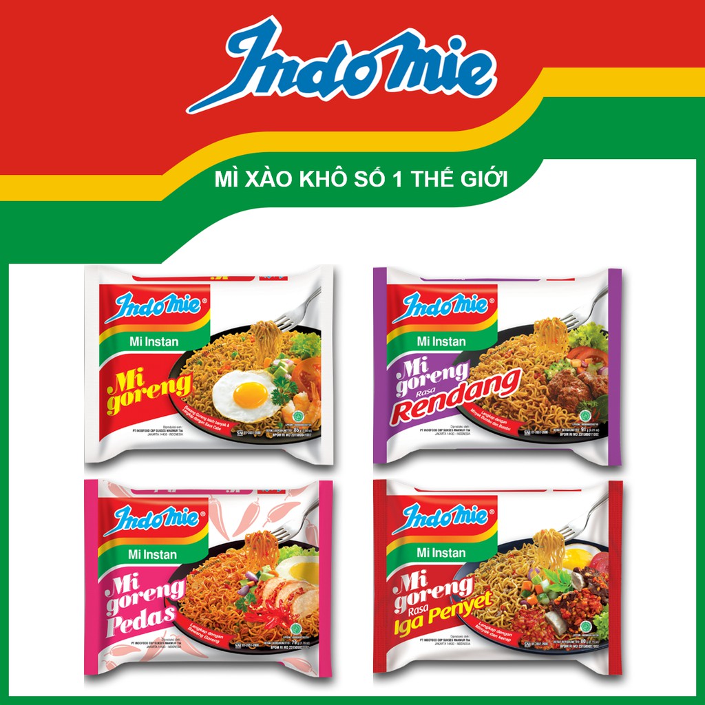 Mì Xào Khô Indomie Số 1 Thế Giới Đủ Vị Cơ Bản