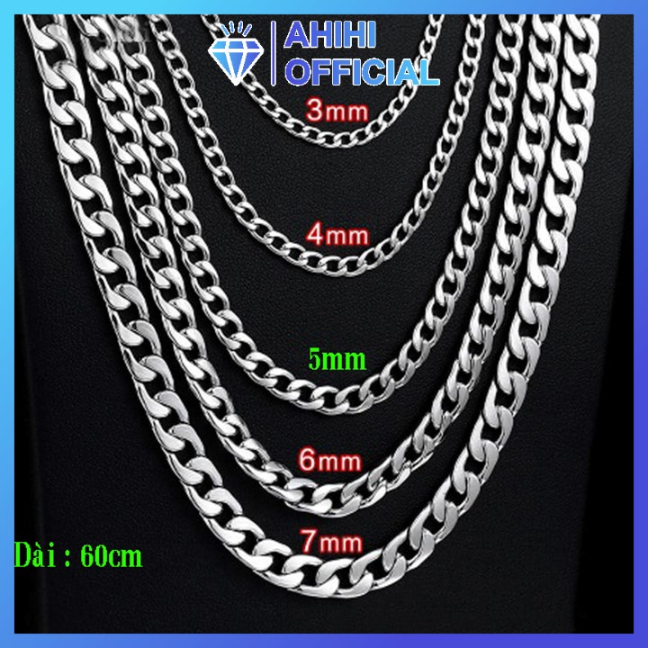 Dây chuyền cao cấp titan nam đẹp rẻ sang trọng inox thép không gỉ lặc ahihi.official cỡ 9mm màu trắng PTDCNA02