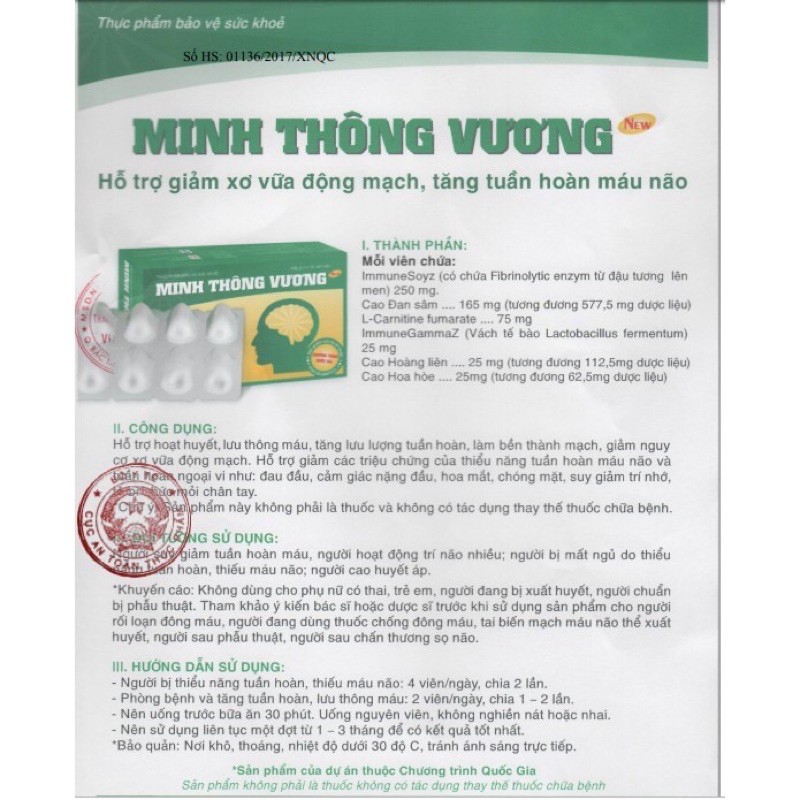❤ MINH THÔNG VƯƠNG New - Giảm Xơ Vữa Động Mạch Tăng Tuần Hoàn Máu Não
