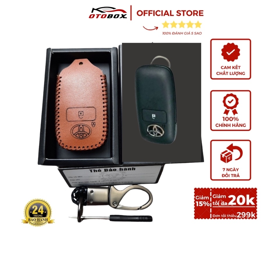 Bao da chìa khóa ô tô xe hơi Toyota raize, veloz, avanza bọc chìa khóa smartkey da thật chống xước chính hãng OTOBOX