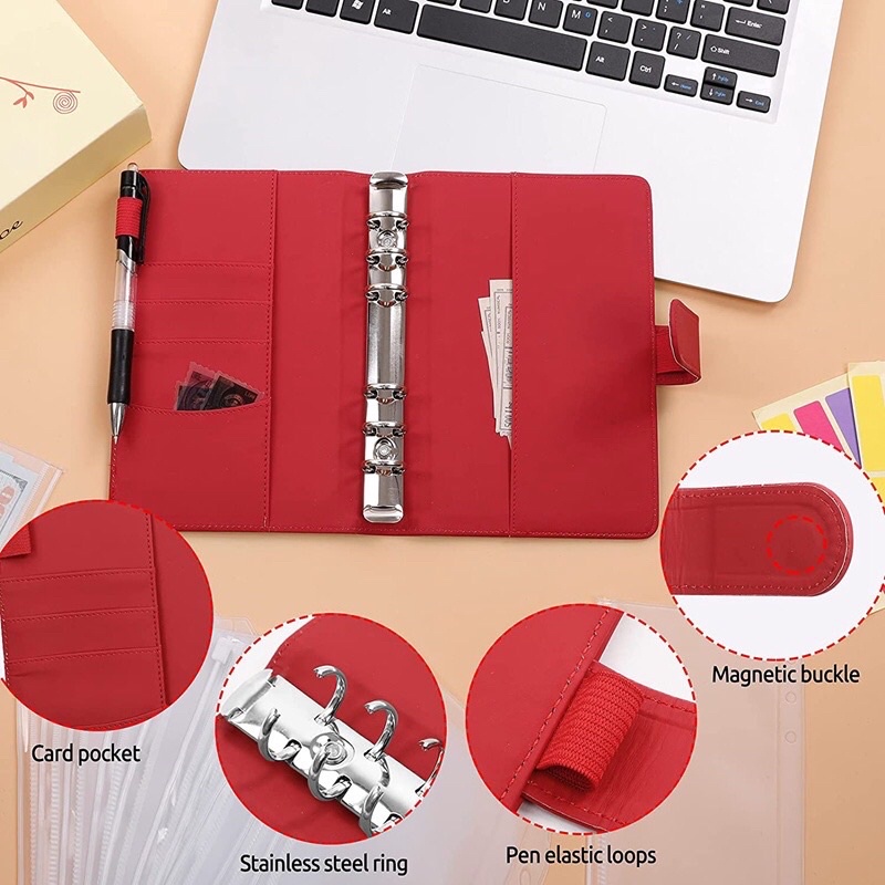 Sổ CHI TIÊU, đựng tiền mặt TIẾT KIỆM,  sổ còng A6 bìa da màu pastel
