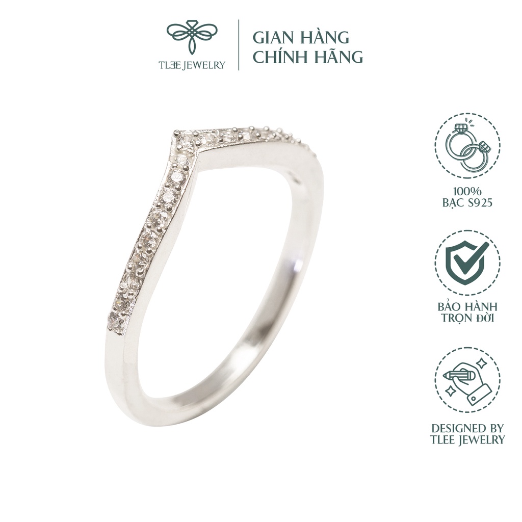 Nhẫn bạc nữ TLEE cung nạm đá một hàng sang trọng NCJ A0165