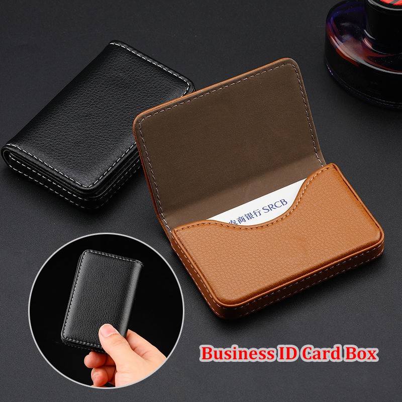 Ví Da PU Nam Châm Màu Nâu / Đen / Nâu / Cà Phê Đựng Danh Thiếp / Danh Thiếp Đa Ứng