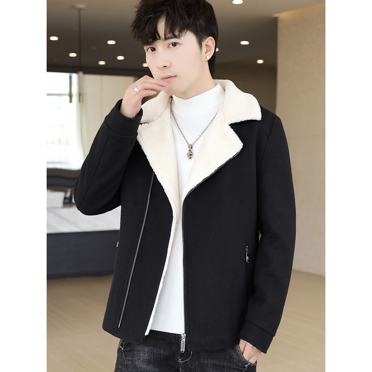 Áo khoác dạ nam lót lông cao cấp cổ vest hàng đẹp mê li dày ấm