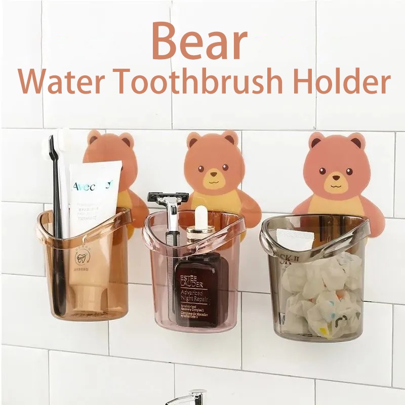 Giá Đỡ Cốc/Bàn Chải Đánh Răng Gắn Tường Hình Gấu Cho Phòng Tắm