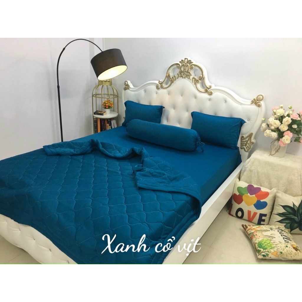 Ga giường thun lạnh Hàn Quốc nhiều màu trơn tông xanh dương - LanhNguyenShop