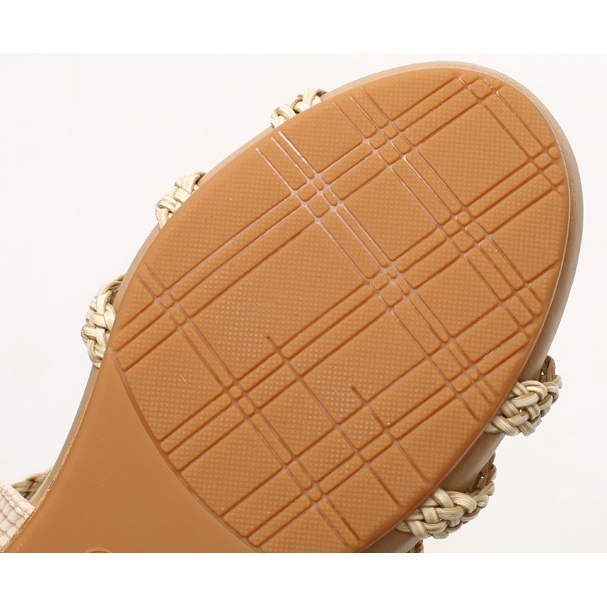Sandal đế xuồng quai đan giả cói thời trang, gót 5cm