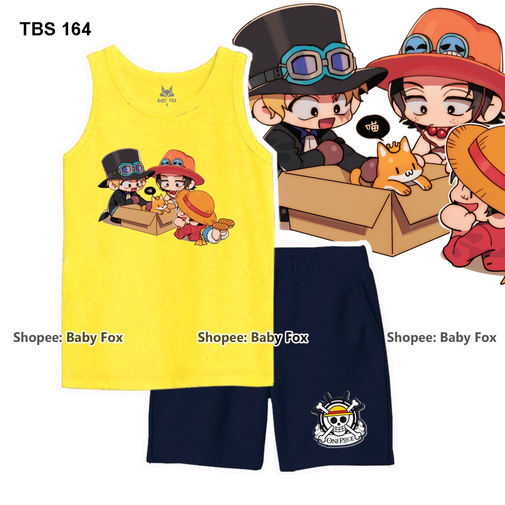 Bộ sát nách bé trai 100% cotton loại tốt, BABY FOX, One Piece, Luffy, Zoro n