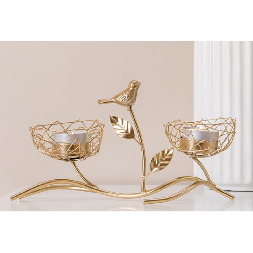 Chân nến kim loại phong cách Vintage, giá đỡ nến decor mạ vàng độc đáo, trưng bày và quà tặng