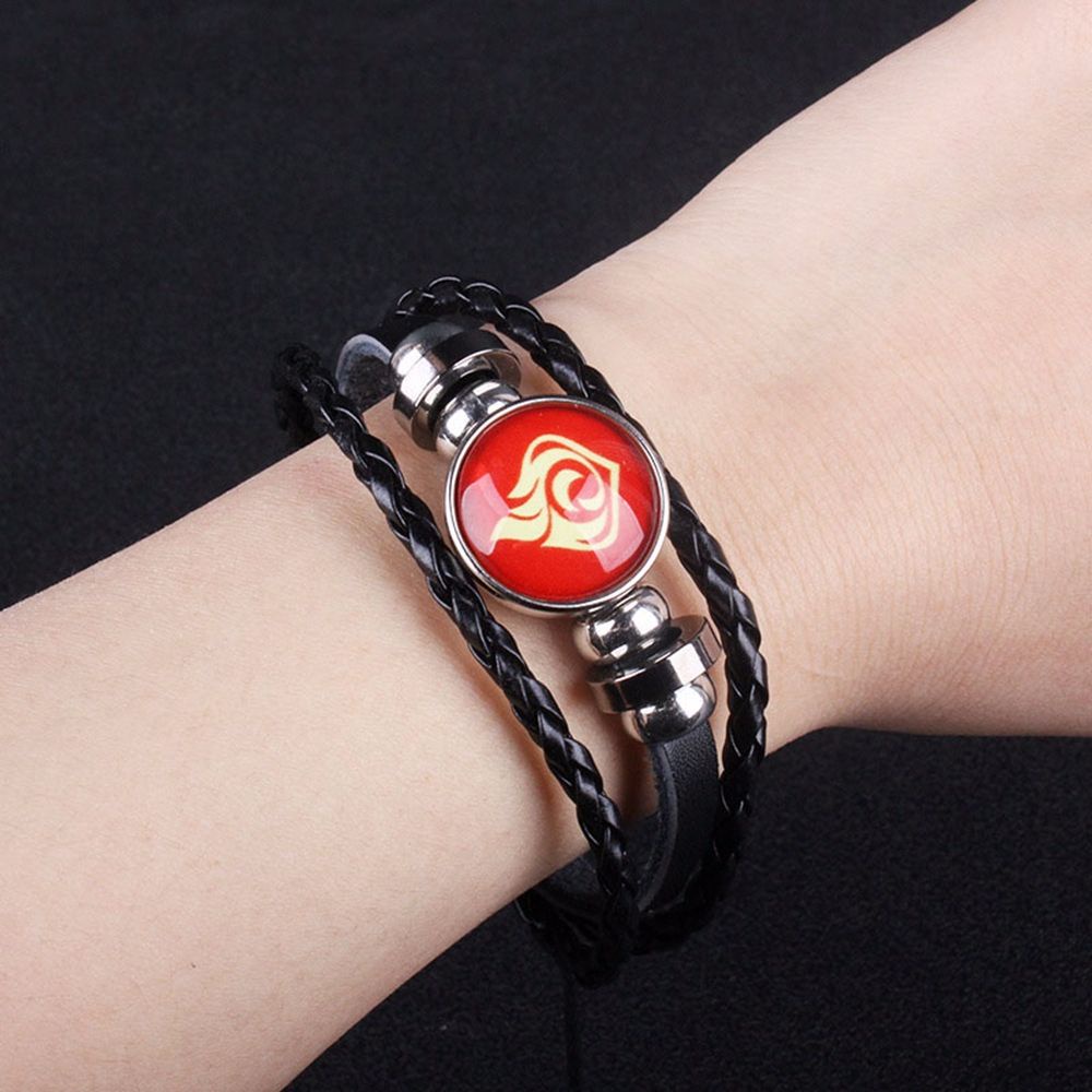 ANEMONE Vòng tay da PU hình mắt thần phản quang có thể điều chỉnh kích thước phong cách Punk Genshin anime Nhật Bản cá tính cho nam