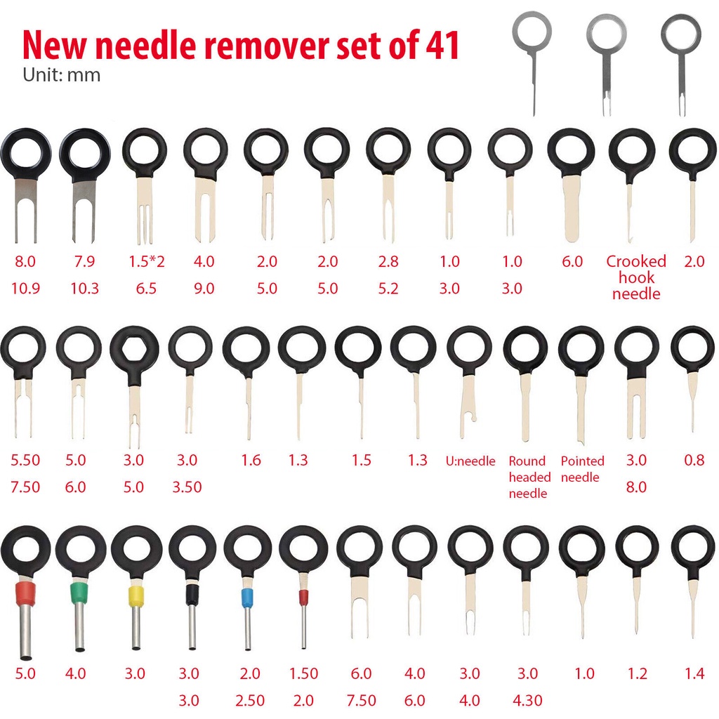 41PCS công cụ loại bỏ thiết bị đầu cuối dây điện xe hơi đầu nối dây điện uốn cong chìa khóa chốt