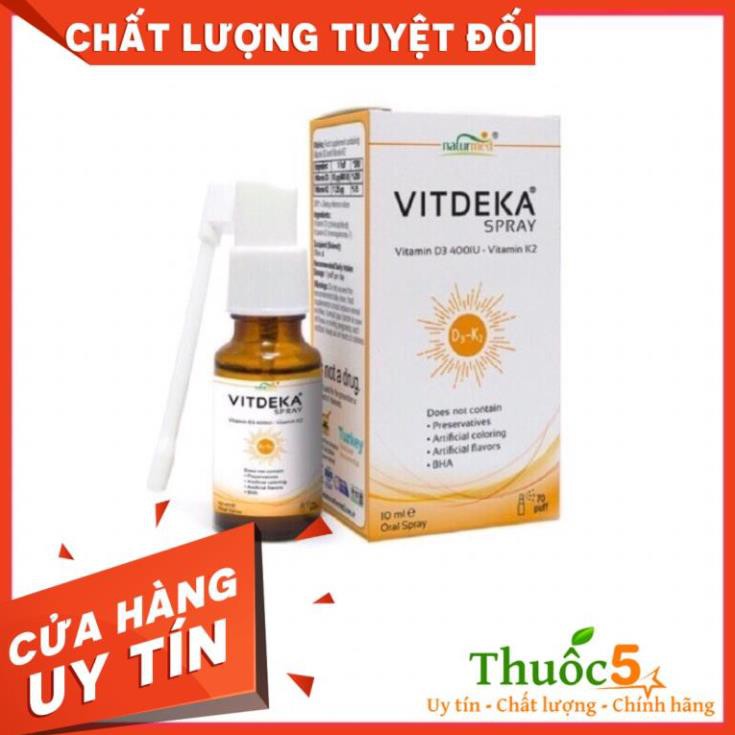 Vitdeka Spray d3k2 Dạng Xịt Bổ Sung Vitamin D3K2, Tăng Cường Hấp Thu Canxi Cho Trẻ Hộp 10ml