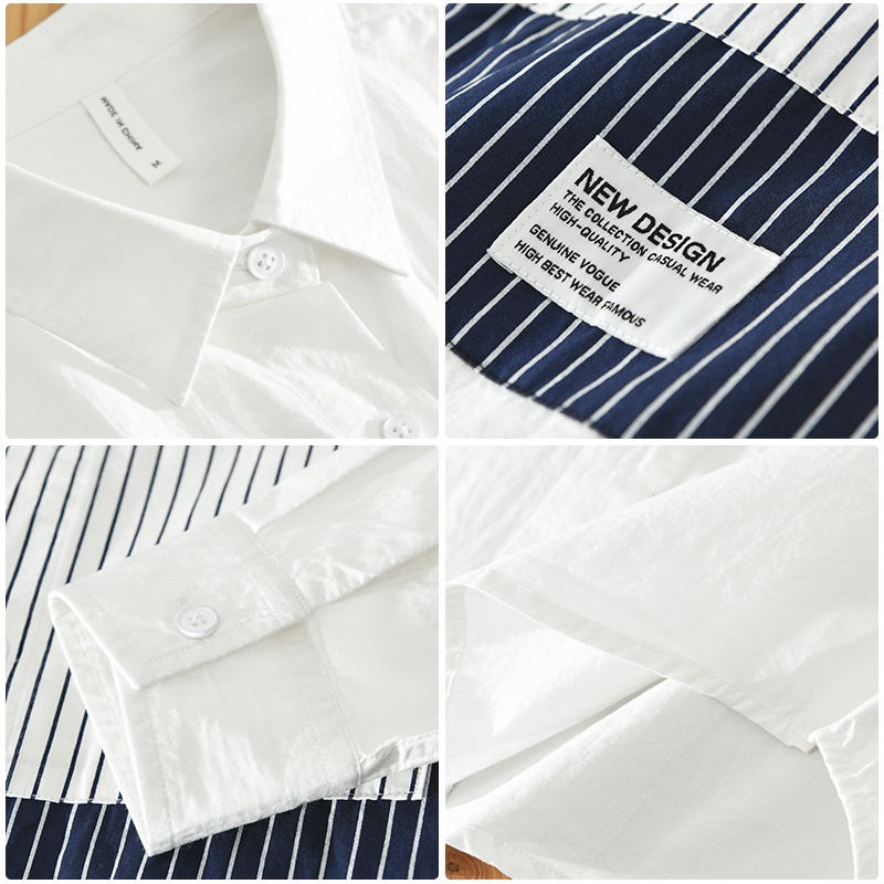 Áo Sơ Mi Nam Dài Tay Dáng Rộng Họa Tiết Kẻ Sọc Nhiều Màu Phong Cách Nhật Bản