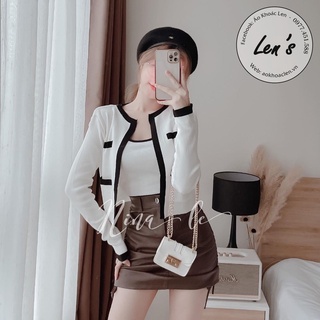 Set áo khoác len cardigan viền