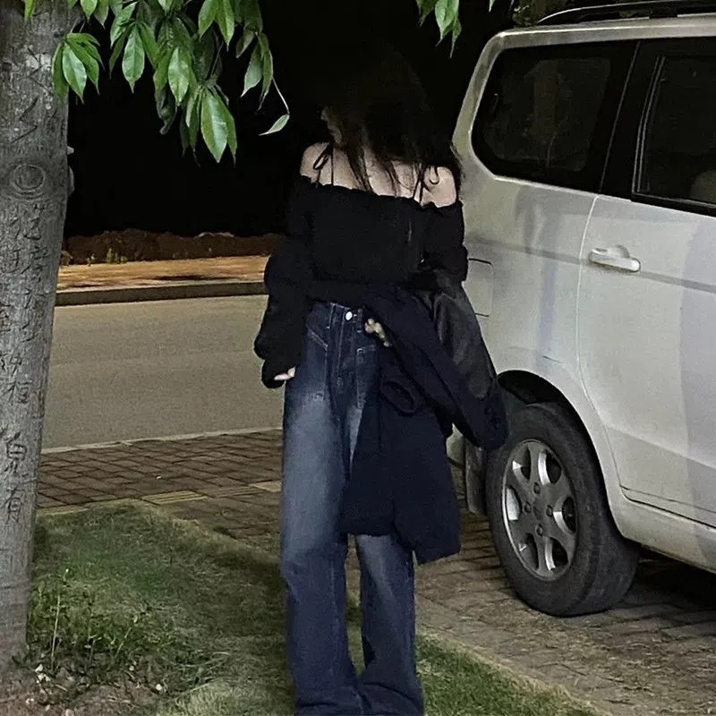 NRVP Quần Jean Dài Ống Rộng Thời Trang Hàn Quốc Cá Tính Cho Nữ