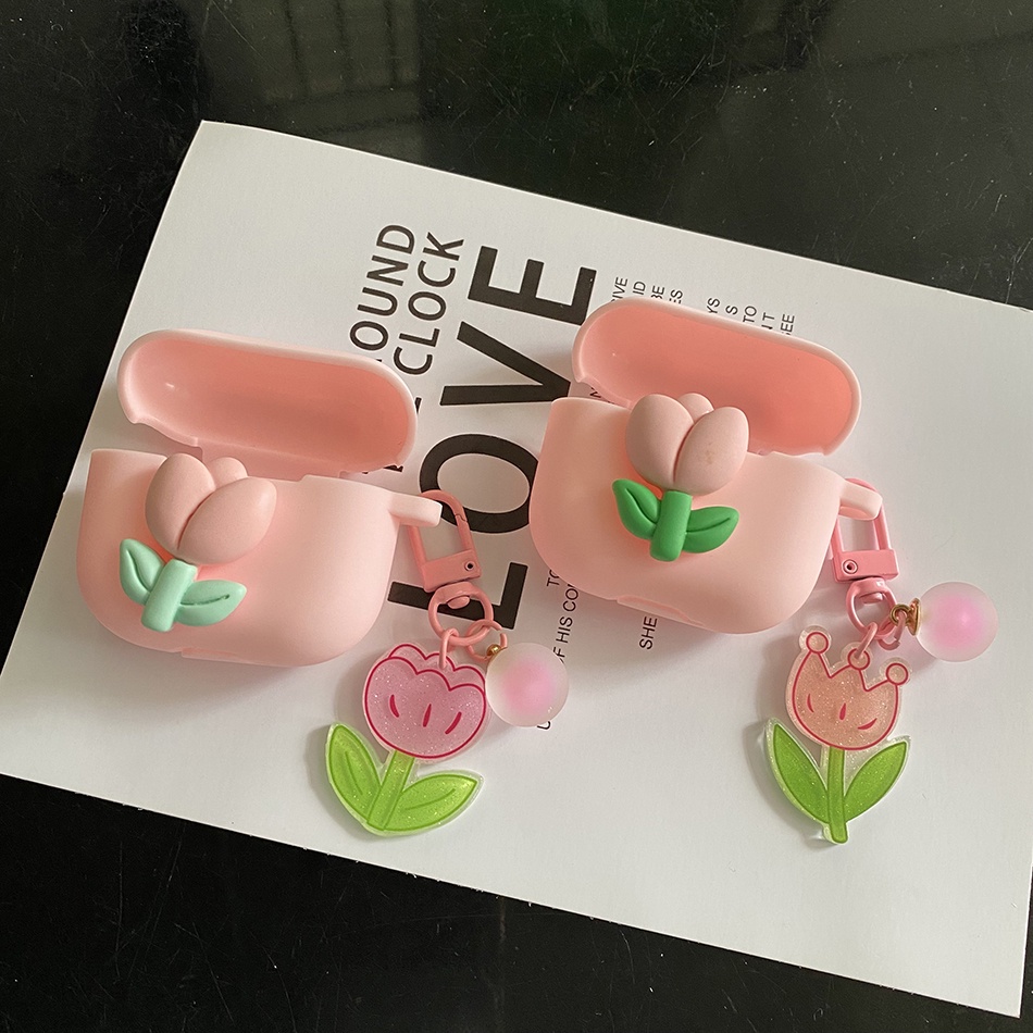 Vỏ Silicon Hình Hoa Tulip Bảo Vệ Hộp Sạc Tai Nghe Cho OPPO Enco Air2 Pro OPPO Enco Air 2