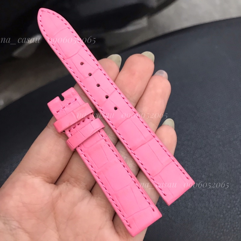 DÂY ĐỒNG HỒ DA BÒ MÀU HỒNG VÂN CÁ SẤU NỮ các size 12mm, 14mm, 16mm, 18mm