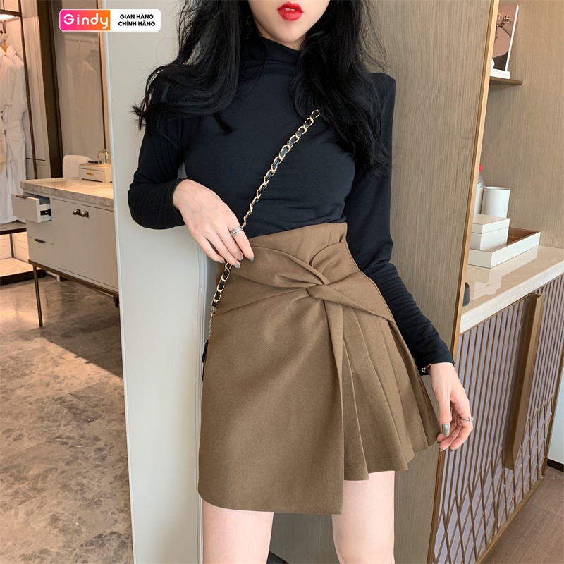 Chân váy nữ công sở chữ A GINDY dáng ngắn phối nơ xếp ly vạt lệch thời trang hàng thiết kế thời trang nữ V20021 | BigBuy360 - bigbuy360.vn