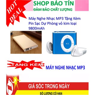 Máy nghe nhạc MP3 tặng kèm pin sạc dự phòng vỏ kim loại 9800mAh.