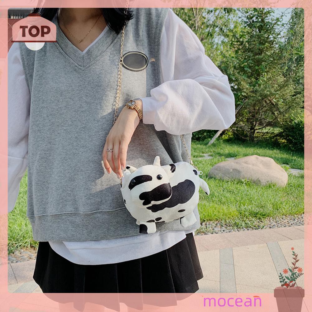 Túi Đeo Chéo Hình Chú Bò Sữa Dễ Thương Cho Nữ