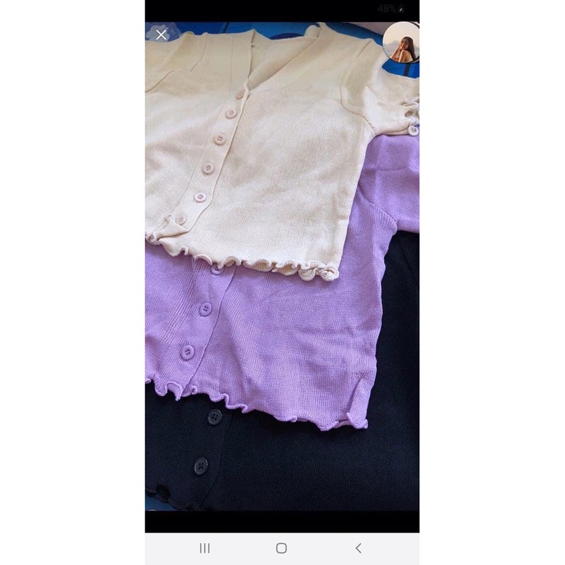 Áo croptop len mông cộc tay viền bèo 6 cúc (khuy) 1099#