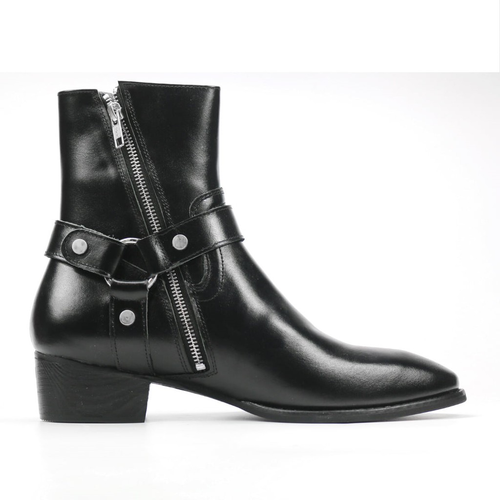 Giày Harness Boots thời trang nam chất liệu da bò cao cấp đế gỗ sang trọng SN12 khóa Zipper tiện lợi khi mang | BigBuy360 - bigbuy360.vn