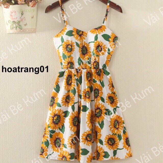 #V94🌻 VẢI TWILL HOẠ TIẾT HOA HƯỚNG DƯƠNG MAY ĐỒ CHO TRẺ EM, DOLL, OBITSU, DIY, DECOR, HANDMADE, QUILTING, SCRUNCHIES