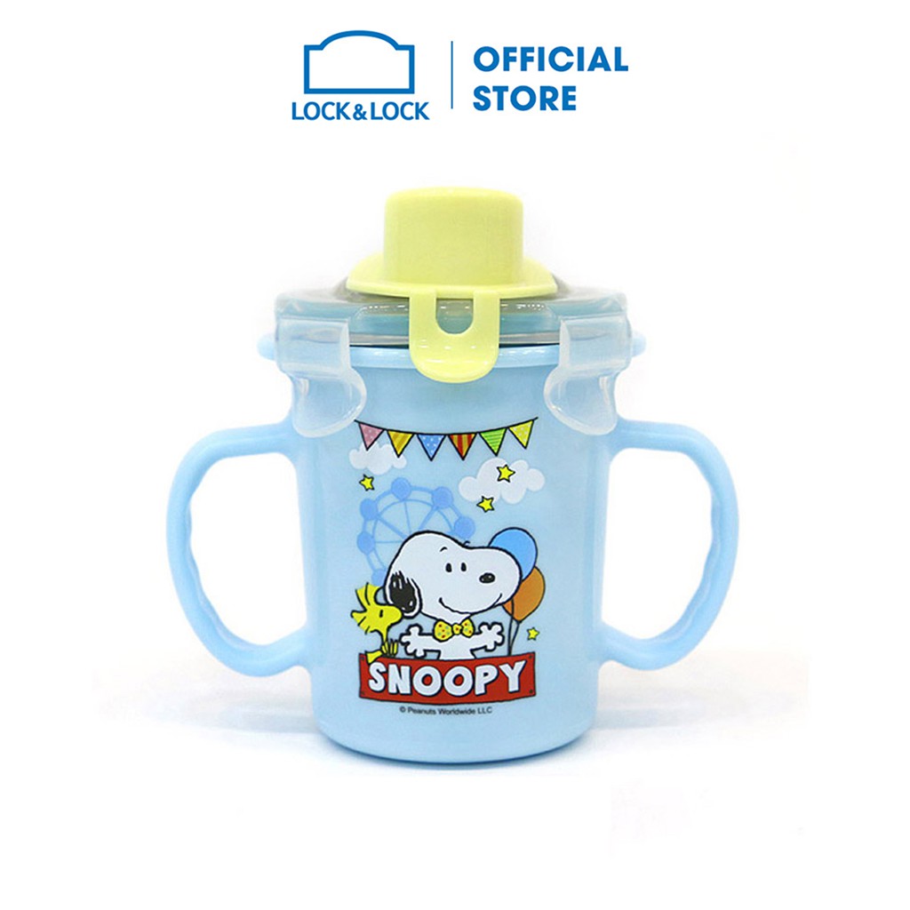 Ly cho bé dạng nắp bật có quai cầm 270ml Lock&amp;Lock Snoopy Amusement Park LSP475