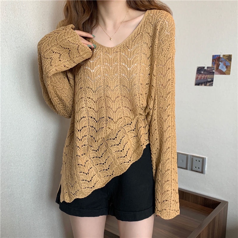 Jiashucheng Áo Len Tay Dài Cổ Chữ V Dáng Rộng Thời Trang Mùa Xuân Mới 2023 Cho Nữ
