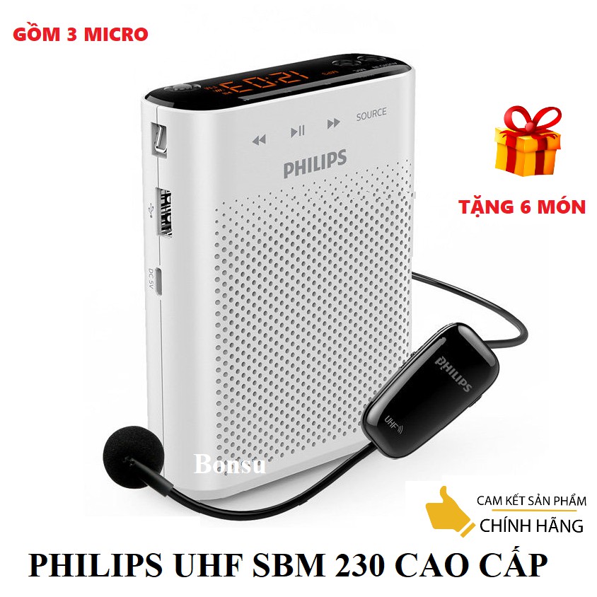 [Mã 155ELSALE giảm 7% đơn 300K] Máy trợ giảng không dây cao cấp PHILIPS SBM230 cảm ứng 1 chạm