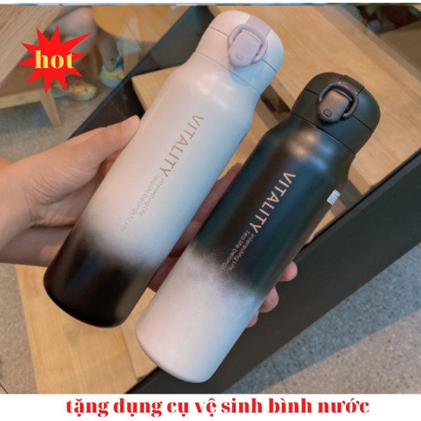 Bình giữ nhiệt INOX 304 phong cách hàn quốc , bình nước có ống hút dung tích 500ml có dây đeo
