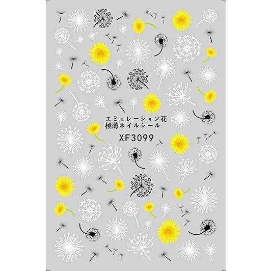 Sticker hoạ tiết hoa bồ công anh,hình dán móng tay hoạ tiết hoa bồ công anh trang trí móng nail