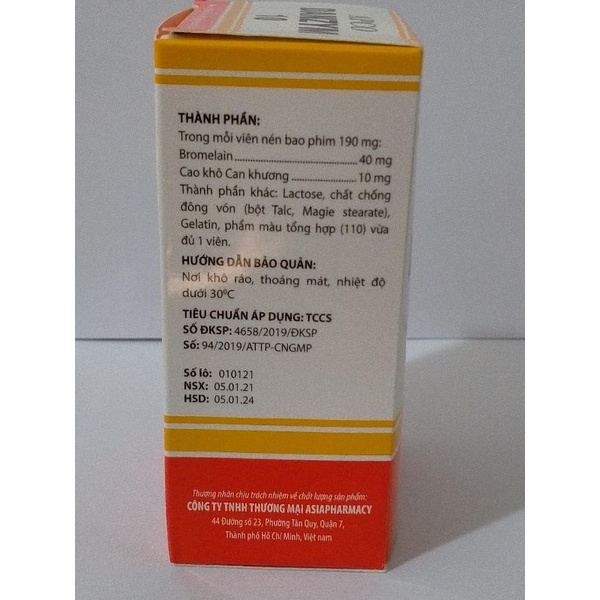 DANZYM APCO 10 Hộp 100 viên hỗ trợ giảm sưng tấy, phù nề trong trường hợp chấn thương