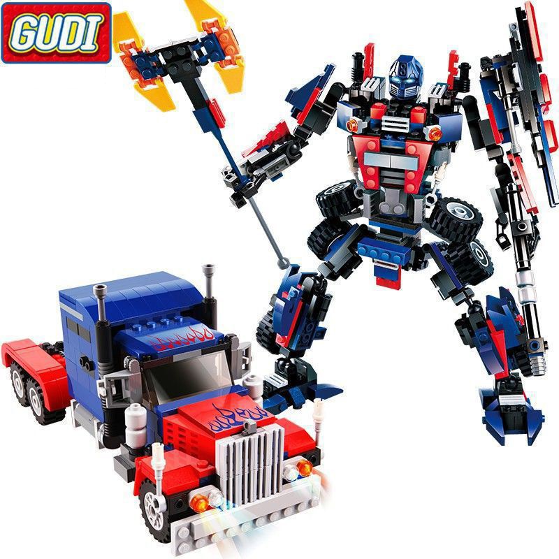 Đồ Chơi Lắp Ráp Kiểu LEGO Robot Biến Hình Optimus Prime Transformers 377 Mảnh Ghép