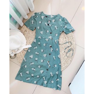 Váy hoa chất vải đũi lụa mềm mịn siêu mát