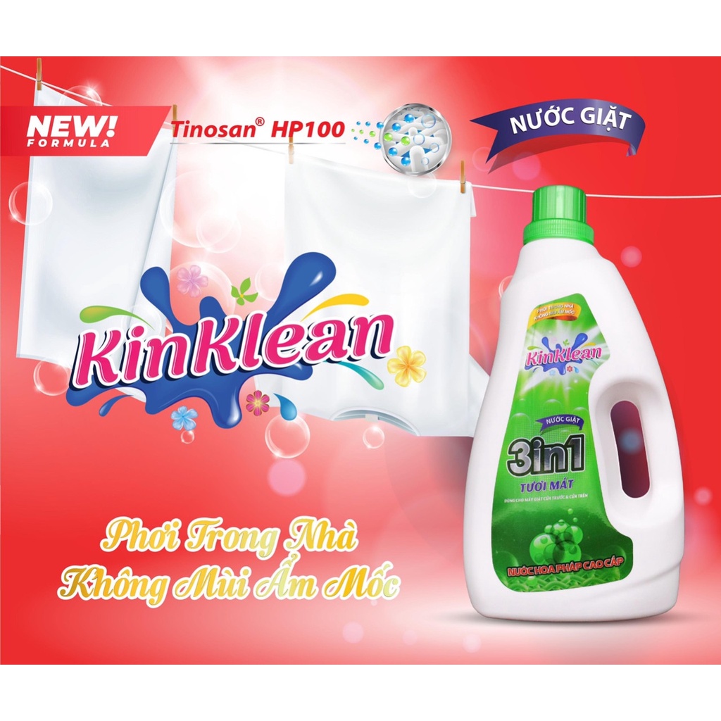 NƯỚC GIẶT 3 IN 1 HƯƠNG NƯỚC HOA PHÁP KINKLEAN 2,4 KG