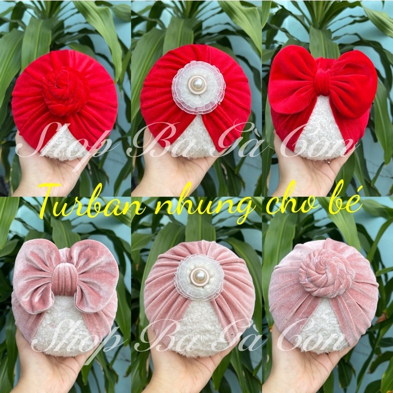 Mũ turban nhung cho bé